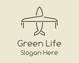 Green Airplane Flying logo design