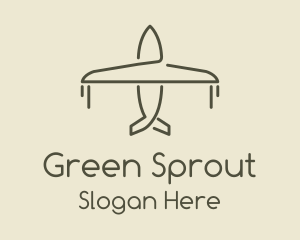 Green Airplane Flying logo design