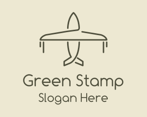 Green Airplane Flying logo design