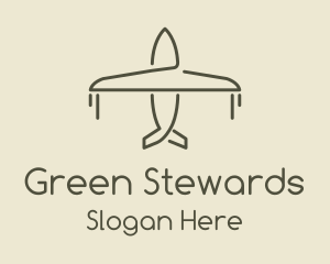 Green Airplane Flying logo design