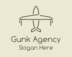 Green Airplane Flying logo design