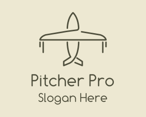 Green Airplane Flying logo design