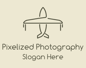 Green Airplane Flying logo design