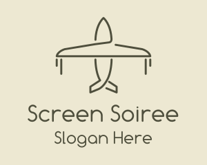 Green Airplane Flying logo design