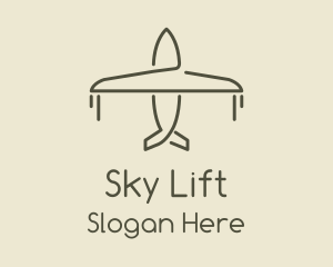 Green Airplane Flying logo design