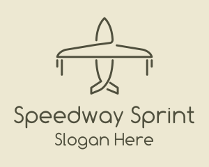 Green Airplane Flying logo design