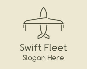 Green Airplane Flying logo design