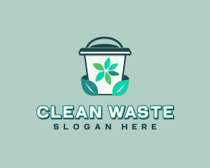 Trash Bin Leaves Recyclable logo design