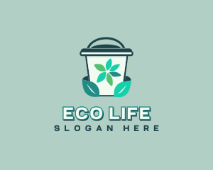 Trash Bin Leaves Recyclable logo design