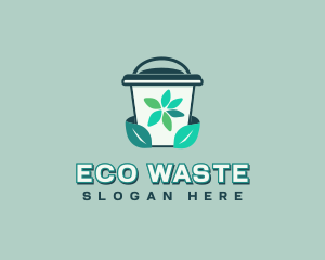 Trash Bin Leaves Recyclable logo design