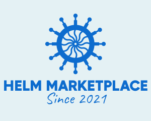 Blue Ship Helm  logo design