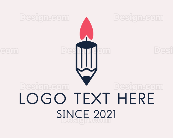 Pencil Candle Flame Logo