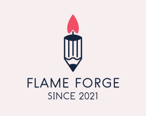 Pencil Candle Flame  logo design