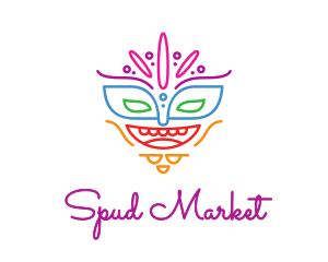 Colorful Mask Outline logo design