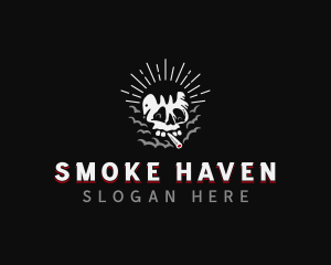 Cigarette Smoking Skull logo design