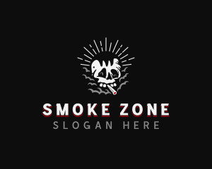 Cigarette Smoking Skull logo design