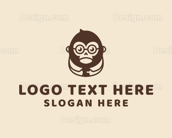 Monkey Boss Businessman Logo