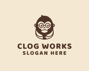 Monkey Boss Businessman logo design