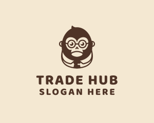 Monkey Boss Businessman logo design