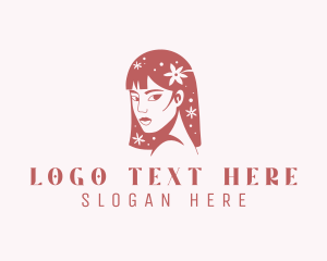 Floral Woman Hair  logo design