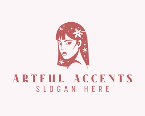 Floral Babe Woman Hair  logo design