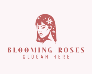 Floral Babe Woman Hair  logo design