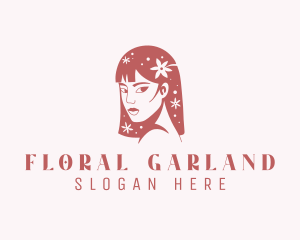 Floral Babe Woman Hair  logo design