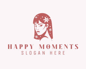 Floral Babe Woman Hair  logo design