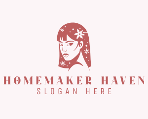 Floral Babe Woman Hair  logo design