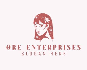 Floral Babe Woman Hair  logo design