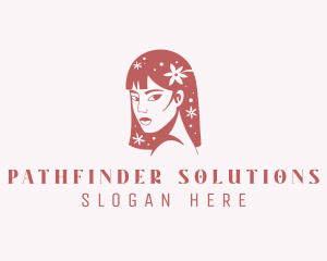 Floral Babe Woman Hair  logo design