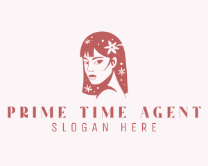 Floral Babe Woman Hair  logo design