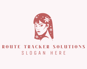 Floral Babe Woman Hair  logo design