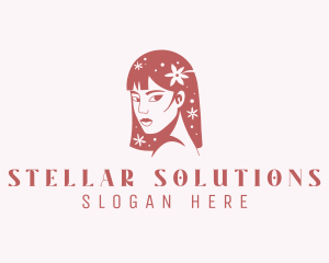 Floral Babe Woman Hair  logo design