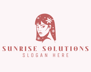 Floral Babe Woman Hair  logo design