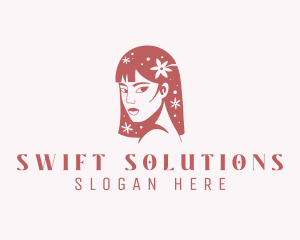 Floral Babe Woman Hair  logo design