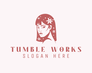 Floral Babe Woman Hair  logo design