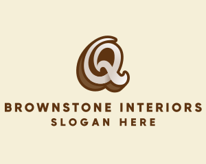 Fancy Brown Script Letter Q logo