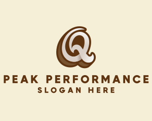 Fancy Brown Script Letter Q logo design