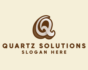 Fancy Brown Script Letter Q logo design