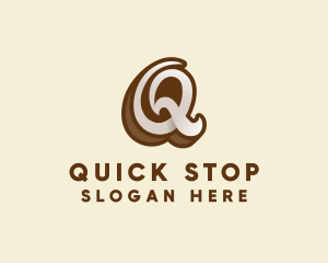 Fancy Brown Script Letter Q logo design