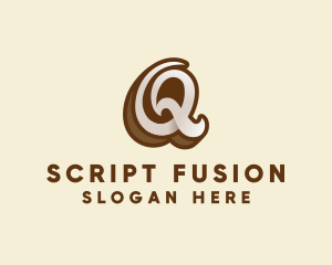 Fancy Brown Script Letter Q logo