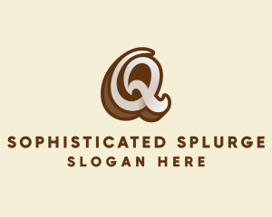 Fancy Brown Script Letter Q logo design