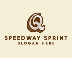 Fancy Brown Script Letter Q logo design