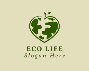 Green Heart Earth Leaf logo design