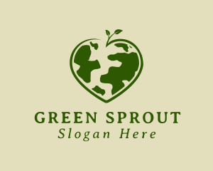 Green Heart Earth Leaf logo design