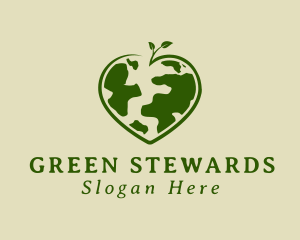 Green Heart Earth Leaf logo design