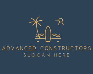 Minimalist Surfboard Island logo design