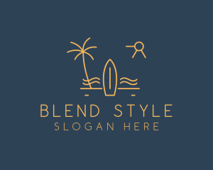 Minimalist Surfboard Island logo design