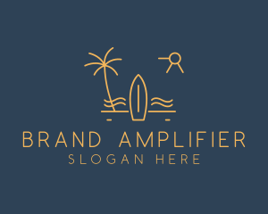 Minimalist Surfboard Island logo design